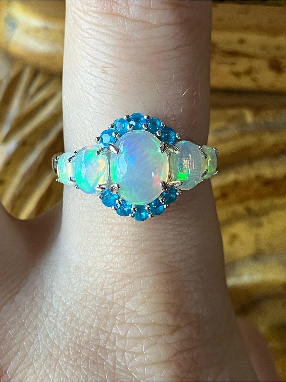 Genuine Ethiopian Opal Apatite Ring Size 8.75